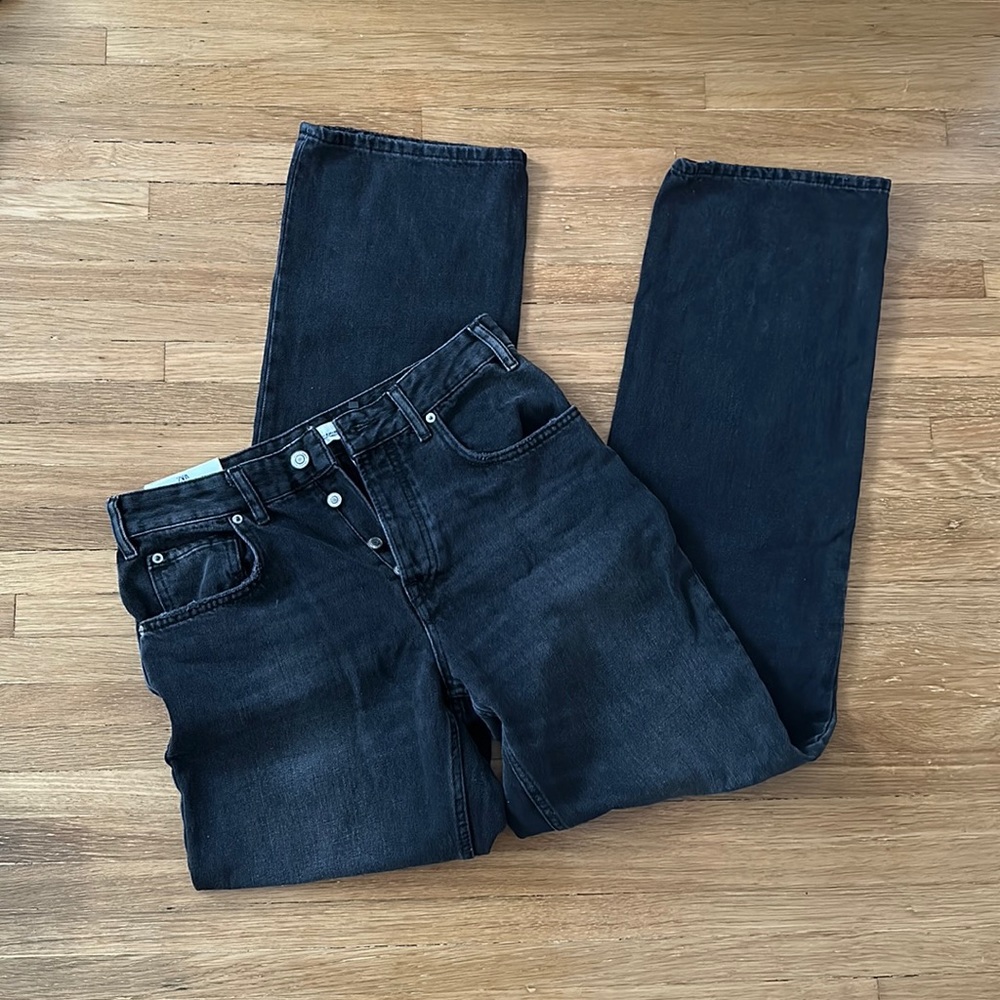 BRAND NEW ZARA Long Straight Black Jeans